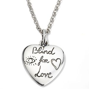 New Gucci Blind For Love Reversible Heart Necklace